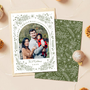 Cartão De Festividades Elegante Arco de Família Botânico de Inverno Foto