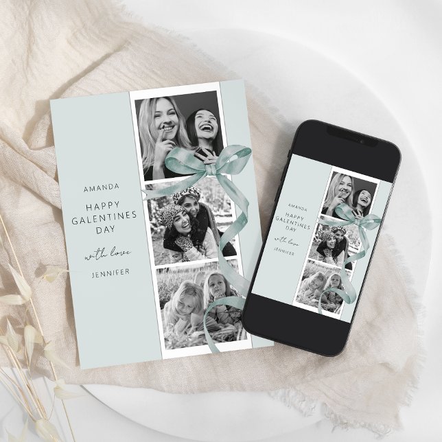 Cartão De Festividades Elegante Arco Verde 3 Foto Galentines Dia do Cartã (Criador carregado)