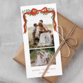 Cartão De Festividades Elegante Arco Vermelho com Greenery 2 Foto Natal