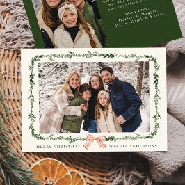 Cartão De Festividades Elegante Arco Vermelho Greenery Garland Cream 2 Fo