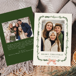 Cartão De Festividades Elegante Arco Vermelho Greenery Garland Cream 2 Fo