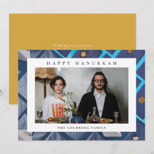Cartão De Festividades Elegante Azul Feliz Hanukkah Família 1 Foto