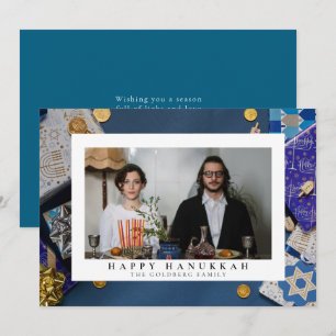 Cartão De Festividades Elegante Azul Feliz Hanukkah Família 1 Foto