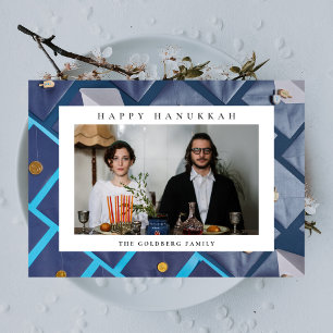 Cartão De Festividades Elegante Azul Feliz Hanukkah Família 1 Foto
