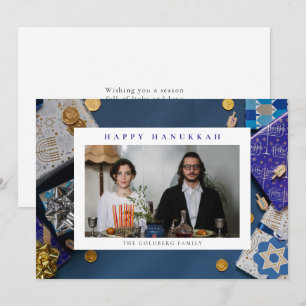 Cartão De Festividades Elegante Azul Feliz Hanukkah Família 1 Foto