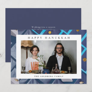 Cartão De Festividades Elegante Azul Feliz Hanukkah Família 1 Foto