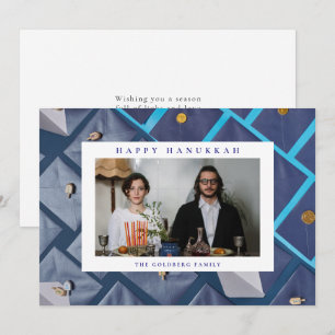 Cartão De Festividades Elegante Azul Feliz Hanukkah Família 1 Foto
