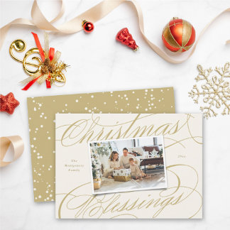 Cartão De Festividades Elegante Bênçãos Religiosas de Natal Foto Script