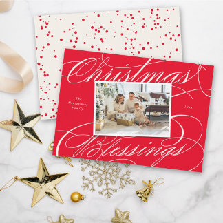 Cartão De Festividades Elegante Bênçãos Religiosas de Natal Foto Script