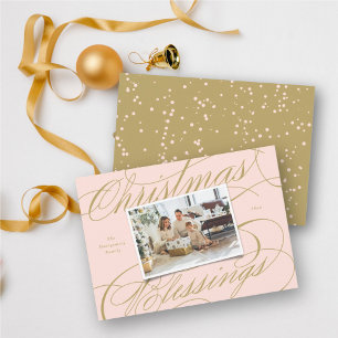 Cartão De Festividades Elegante Bênçãos Religiosas de Natal Foto Script