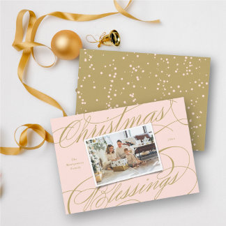 Cartão De Festividades Elegante Bênçãos Religiosas de Natal Foto Script