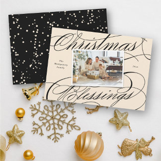 Cartão De Festividades Elegante Bênçãos Religiosas de Natal Foto Script