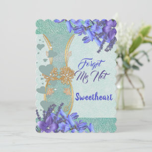 Cartão De Festividades Elegante Blue Floral Vase Esqueça-me de Não Namora