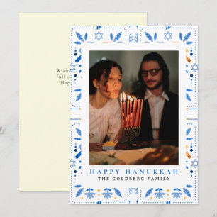 Cartão De Festividades Elegante Blue Happy Hanukkah Family 1 Foto