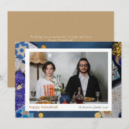 Cartão De Festividades Elegante Blue Happy Hanukkah Family 1 Foto