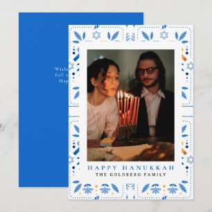 Cartão De Festividades Elegante Blue Happy Hanukkah Family 1 Foto