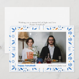Cartão De Festividades Elegante Blue Happy Hanukkah Family 1 Foto