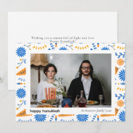 Cartão De Festividades Elegante Blue Happy Hanukkah Family 1 Foto