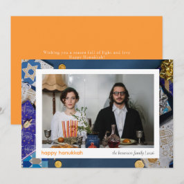 Cartão De Festividades Elegante Blue Happy Hanukkah Family 1 Foto