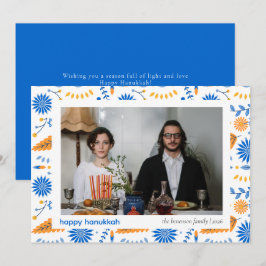 Cartão De Festividades Elegante Blue Happy Hanukkah Family 1 Foto