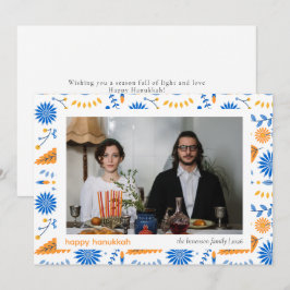 Cartão De Festividades Elegante Blue Happy Hanukkah Family 1 Foto