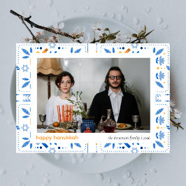 Cartão De Festividades Elegante Blue Happy Hanukkah Family 1 Foto