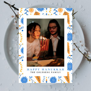Cartão De Festividades Elegante Blue Happy Hanukkah Family 1 Foto