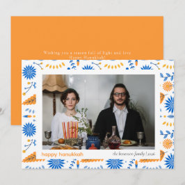 Cartão De Festividades Elegante Blue Happy Hanukkah Family 1 Foto