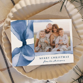 Cartão De Festividades Elegante Blue Watercolor Arco 2 Foto