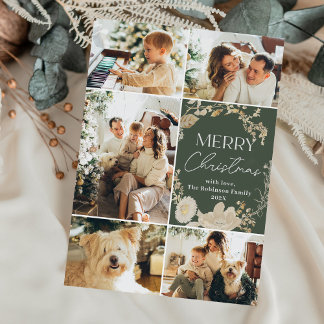 Cartão De Festividades Elegante Boho Ivory Floral Wreath Foto de Natal