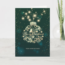 Elegante Bola de Natal Verde e Dourado Falso