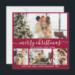 Cartão De Festividades Elegante Bordo e White 4 Photo Collage Natal<br><div class="desc">Cartão de Férias de Natal Feliz, Manuscrito de Natal, Minimalista da Caligrafia Elegante e Colagem de Fotos Branca 4. Este modelo de cartão de fotos, festivo, minimalista, cômico, de quatro (4) imagens apresenta uma bonito colagem fotográfica e diz "Feliz Natal e Feliz ano novo"! O texto de saudação do "Feliz...</div>