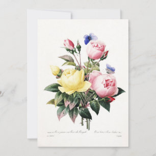Cartão De Festividades Elegante Buquê de Rosas em Aquarela Vintage Botâni