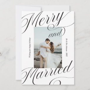 Cartão De Festividades Elegante Caligrafia de Letra de Casados e Alegres