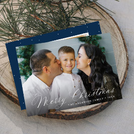 Cartão De Festividades Elegante Caligrafia Feliz Marinho de Natal 2 Foto