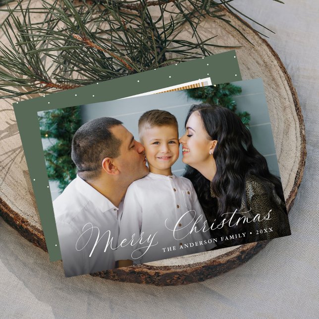 Cartão De Festividades Elegante Caligrafia Feliz Natal Sábio 2 Foto (Criador carregado)