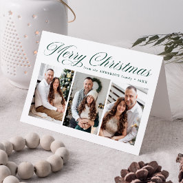 Cartão De Festividades Elegante Caligrafia Verde Feliz Natal 3 Foto