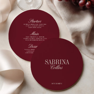 Cartão De Festividades Elegante Cardápio de Casamento com Nome do Convida