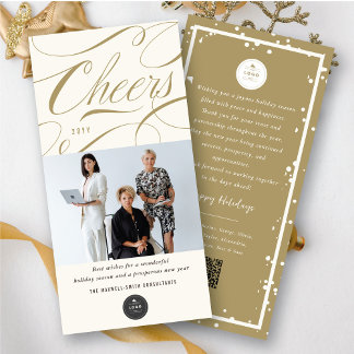 Cartão De Festividades Elegante Cheers Script Calliographic Photo Busines