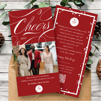 Cartão De Festividades Elegante Cheers Script Calliographic Photo Busines