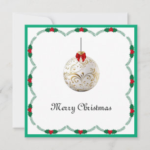 Cartão De Festividades Elegante Chic Modern Colorida Feliz Bola de Natal