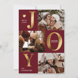 Cartão De Festividades Elegante Chic Red Dourado Fotografia Collage Natal