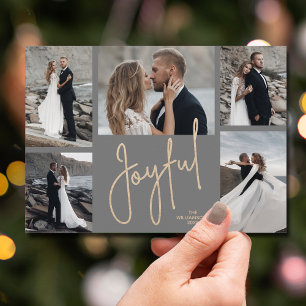 Cartão De Festividades Elegante Cinza de carvão fotográfico multifotógraf