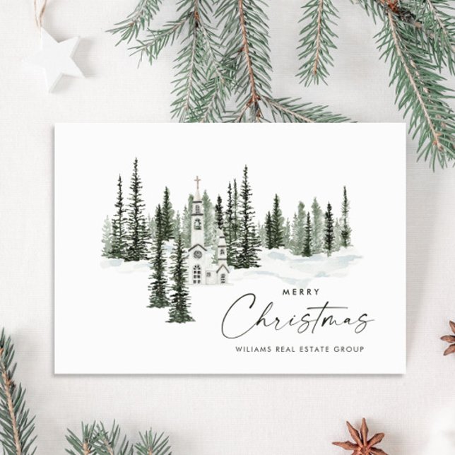 Cartão De Festividades Elegante Clássico da Floresta de inverno (Criador carregado)