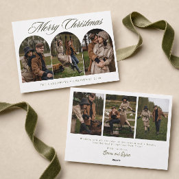 Cartão De Festividades Elegante Colagem de 6 Fotos de Natal em Família