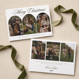 Cartão De Festividades Elegante Colagem de 6 Fotos de Natal em Família