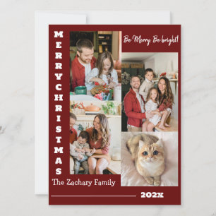 Cartão De Festividades Elegante Colagem de Fotos de Família de Natal Mode