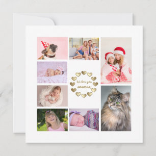 Cartão De Festividades Elegante Colagem de Fotos de Família em Dourado pa