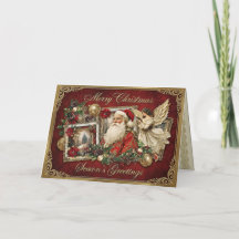 Elegante Colagem de Natal Vitoriano em Marfim e Ve