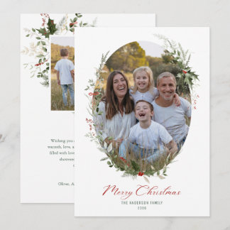 Cartão De Festividades Elegante Coroa de Natal em Aquarela 2 Foto